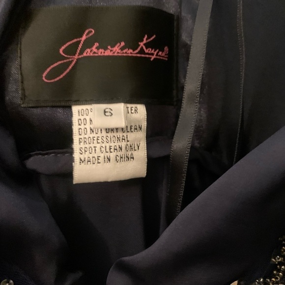 Johnathan Kayne Collection 6018 Navy Blue Dress with Train Wedding/Bridal Size 6 - Picture 3 of 4